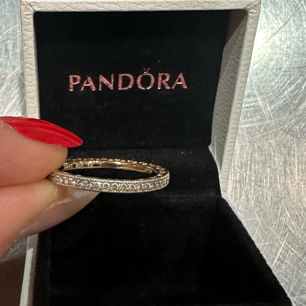 Pandora Simple Sparkle & Hearts Gemstone Ring Gold ✨♥️💍 - Picture 4 of 9